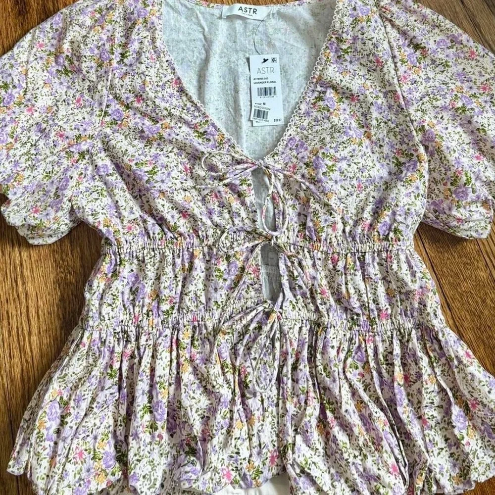 Astr Floral Print Puff Sleeve Blouse